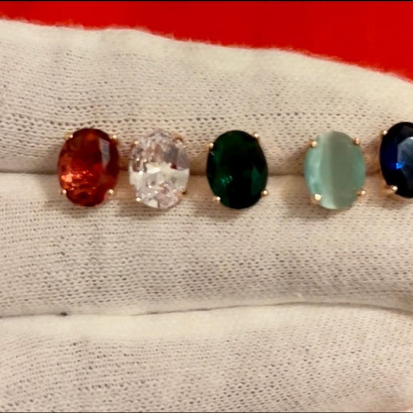 14k Rose Gold Plated American Diamond 3-In-1 Earrings - Picture 5 of 9